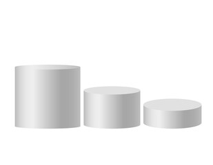 Three cylinders of different heights. figures for visual education.