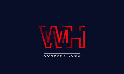 Fototapeta na wymiar Abstract minimal unique modern alphabet letter icon logo WH