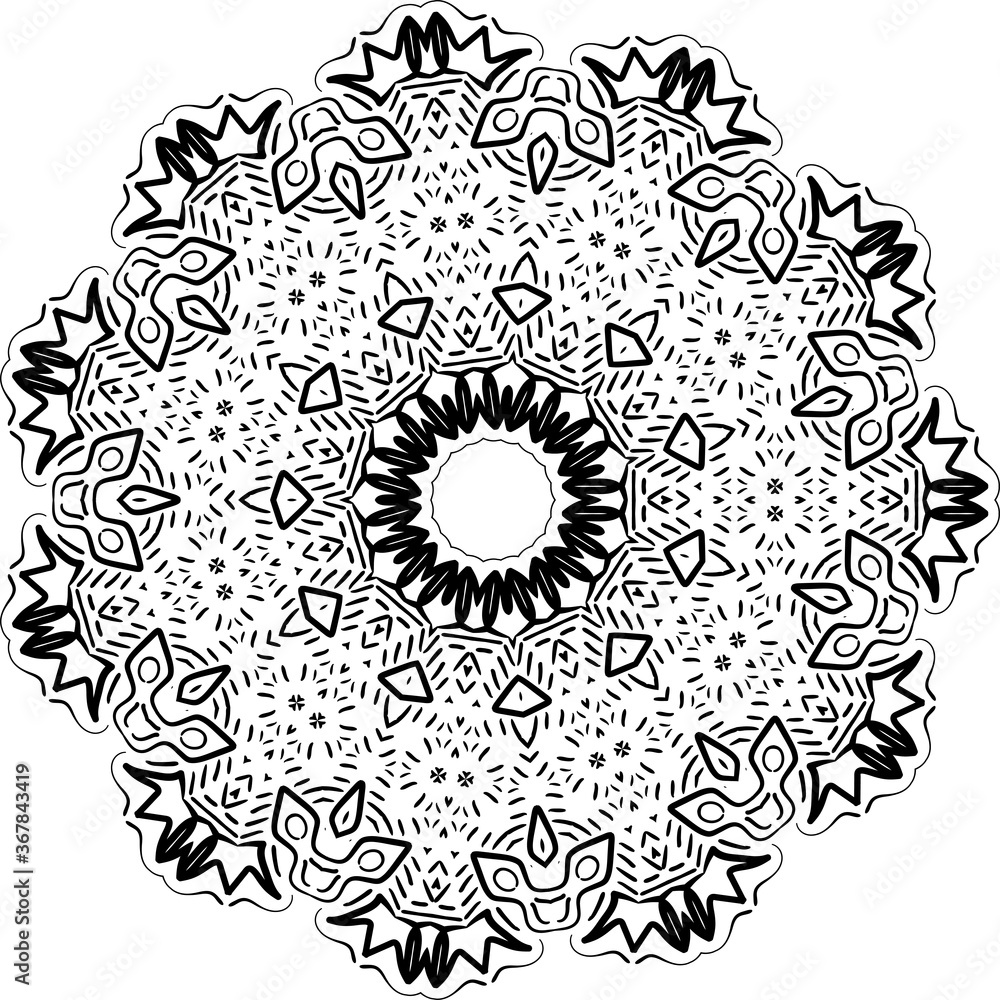 Aufkleber mandala circle pattern isolated on white. abstract pattern vector illustration. retro black and whit