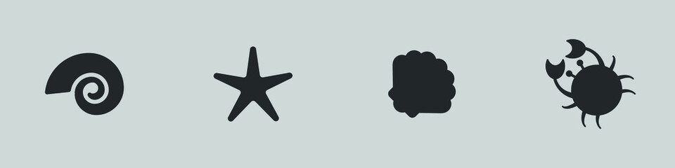 icon vector of shell, conch, crab and starfish