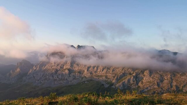 Low clouds around the Anboto mountain range.