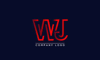 Abstract minimal unique modern alphabet letter icon logo WJ