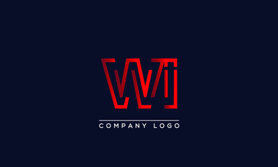 Abstract minimal unique modern alphabet letter icon logo WI