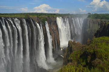 The massive Victoria Falls waterfalls between Zimbabwe and Zambia in Southern Africa