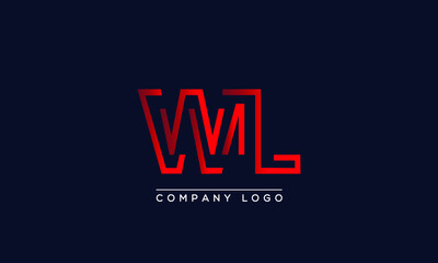 Abstract minimal unique modern alphabet letter icon logo WL
