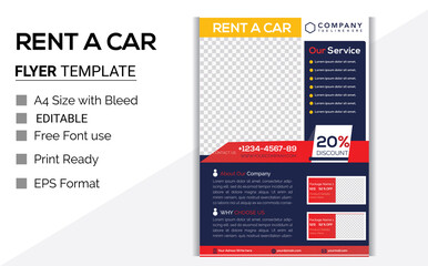 Fashionable  style rent a car flyer design template
