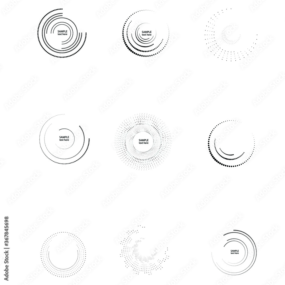 Poster halftone dots in circle form. round logo . vector dotted frame . design element