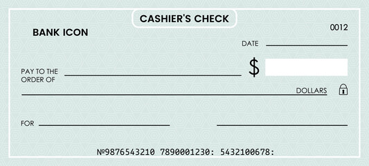 blank bank check. checkbook vector template. illustration - obrazy, fototapety, plakaty