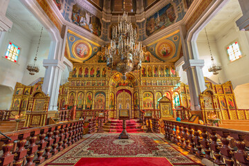 Fototapeta na wymiar Zenkov Cathedral in Panfilov Park, Almaty, Kazakhstan
