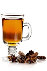 Hot drink with cinnamon sticks