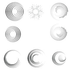 Halftone dots in circle form. round logo . vector dotted frame . design element