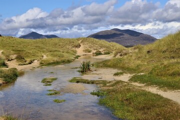 Fototapeta na wymiar mountain landscape with lake, outer hebrides, scotland