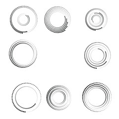 Halftone dots in circle form. round logo . vector dotted frame . design element