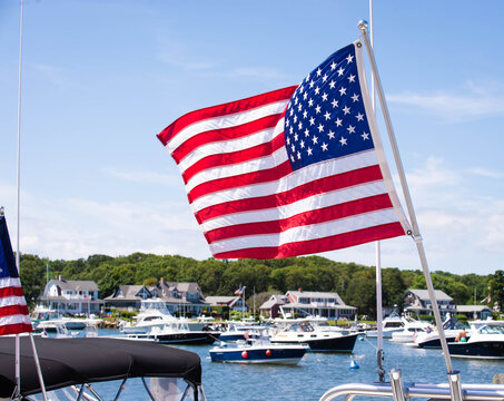 American flag on the boat 