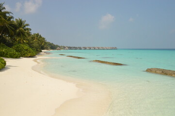 Fototapeta na wymiar The paradise beaches on The Maldives in the Indian Ocean