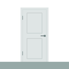 Closed gray door on a white background