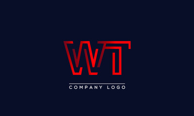 Abstract minimal unique modern alphabet letter icon logo WT