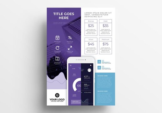Mobile App Poster Flyer with Pricing Grid Layout