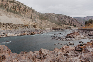 mountain landscape with river, british columbia, canada