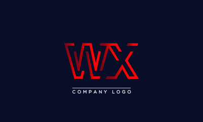 Abstract minimal unique modern alphabet letter icon logo WX
