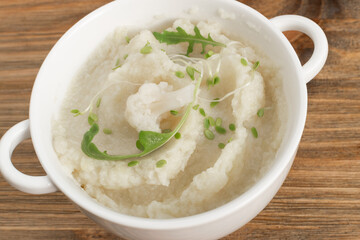 Homemade Cauliflower Puree or Colcannon with Mashed Cabbage