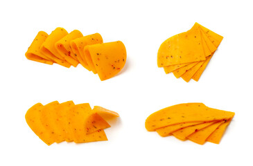 Naklejka premium Orange Hot Cheese with Chili Pepper and Paprika