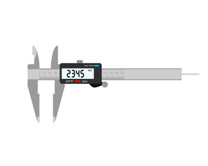 Electronic caliper. Measuring instrument on a white background.