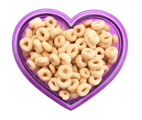 healthy cereal rings in  bowl on white