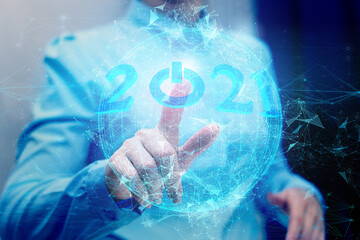 the concept of the new year 2021, technologies in the industry and the progress of the computer industry