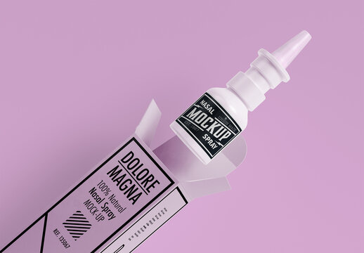 Spray Medical Nasal Box Packaging Mockup