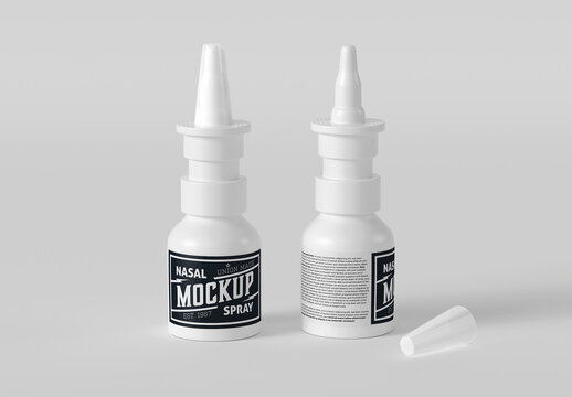 Plastic Medical Nasal Spray Bottle Mockup