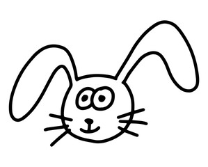 Bunny doodle. Hand drawn lines cartoon vector illustration isolated on white background.