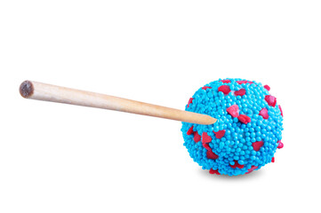 Sweet colorful candy cake pops on a white isolated background