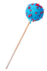 Sweet colorful candy cake pops on a white isolated background