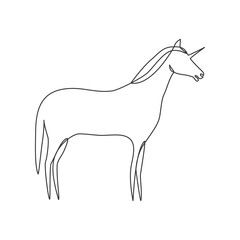 Unicorn line icon. Abstract fairy horse animal doodle vector illustration isolated on white.