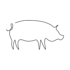 Pig line icon. Farm animal continuous line drawn vector illustration.
