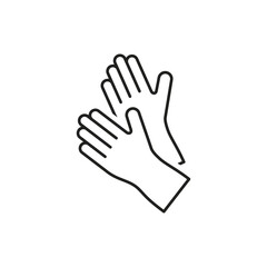 Rubber gloves icon. Latex hand protection sign. Housework cleaning equipment symbol. Linear icon on white background. Vector