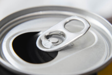 close-up of an open aluminum soda can