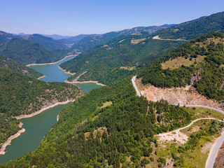 Aerial view of Tsankov kamak Reservoir, Bulgaria
