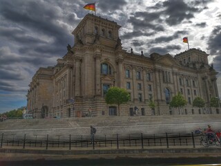 Berlin Reichstag view Spree river