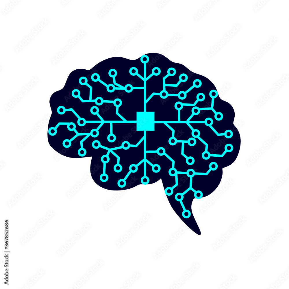 Aufkleber modern brain link connected point logo vector. digital human brain, particles plexus structure, abst