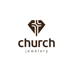 diamond and church logo icon vector design template