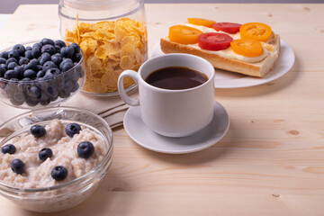 morning breakfast concept with tomato toasts