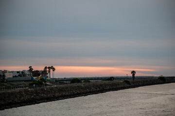 Sunset over channel in Marina del Rey, CA