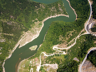 Aerial view of Tsankov kamak Reservoir, Bulgaria