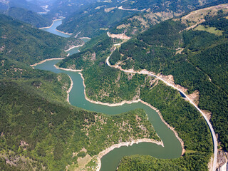 Aerial view of Tsankov kamak Reservoir, Bulgaria