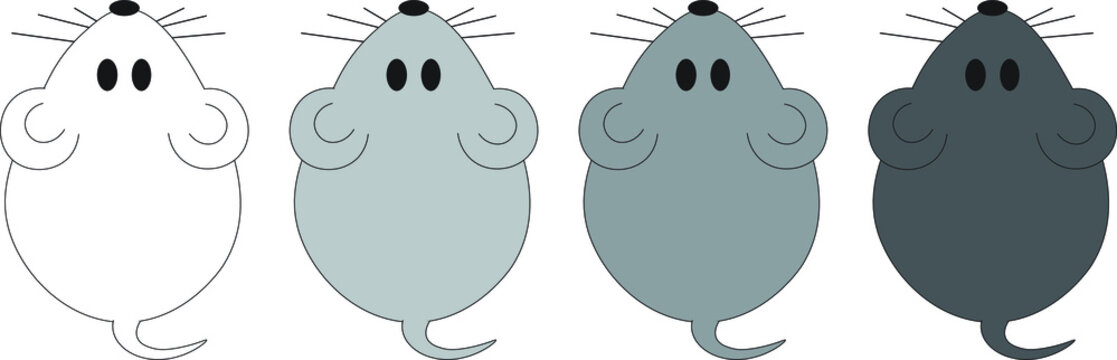 Simple editable vector for laboratory mouse (mus musculus). 4 different colors offer versatility for researchers. Useful for manuscripts, articles, presentations, proposals