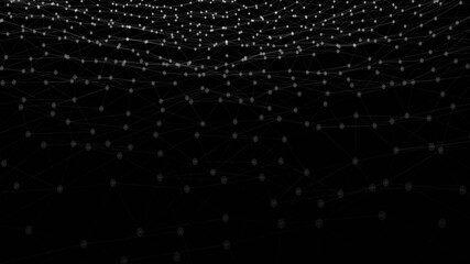 Obraz premium Abstract wireframe landscape background. Cyberspace grid. 3D wire frame surrounding. 3d render wireframe illustration. Digital landscape for presentations. Polygonal surface. Geometric wavy mountains