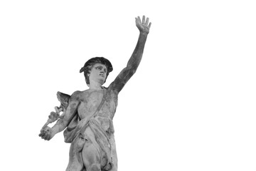 Ancient statue of the antique god of commerce, merchants and travelers Hermes (Mercury). Antique...
