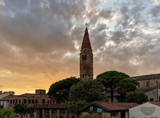 Fototapeta na wymiar Historic tower in Caorle, Italy.
